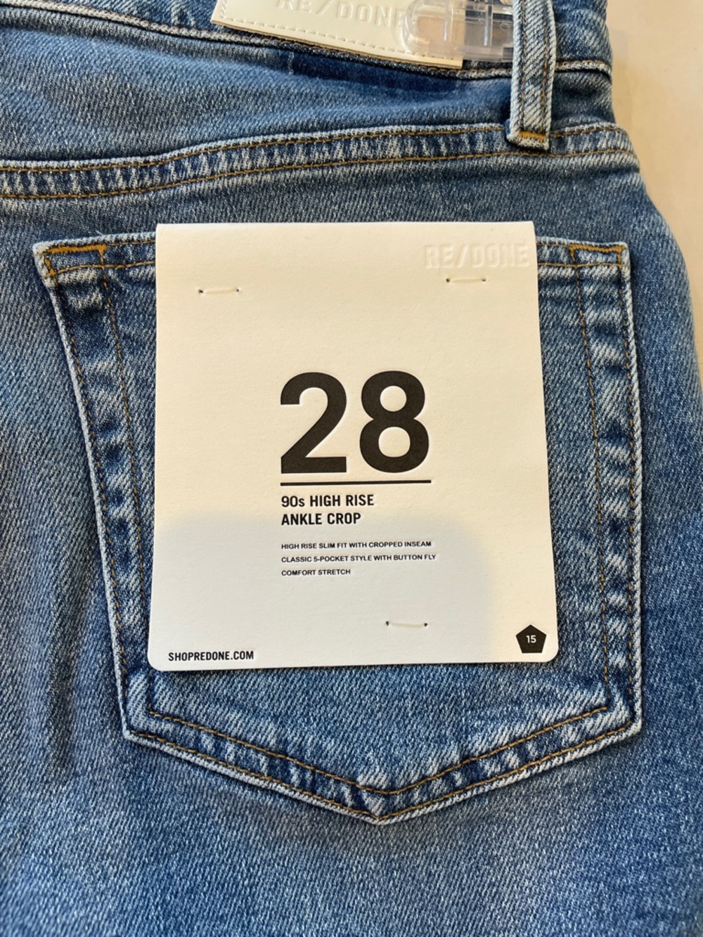 Re/Done Medium Wash Distressed High-Rise Jeans NWT size 28 - Picture 8 of 9